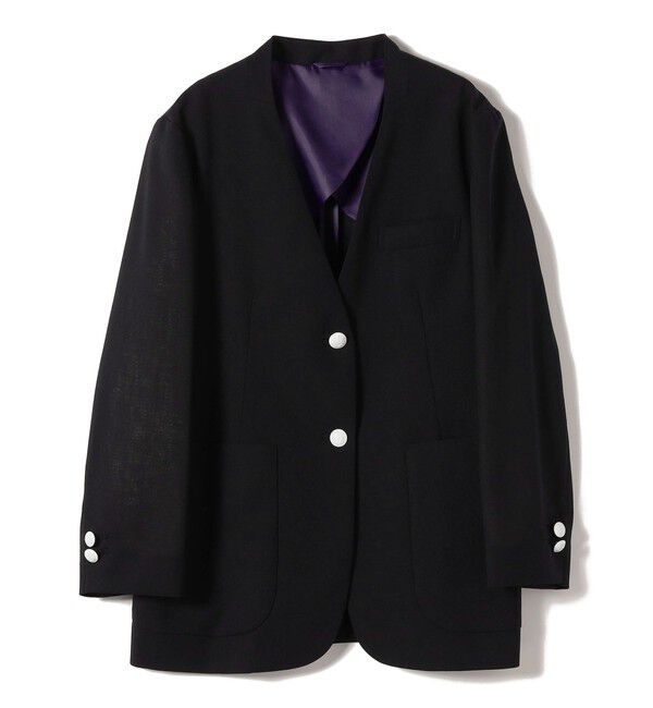 SHIPS for women「SHIPS Primary Navy Label:カラー レス ジャケット」|ノーカラージャケット|ネイビー