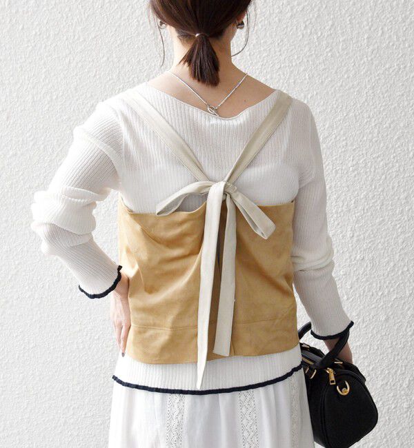 SHIPS any「SHIPS any:〈洗濯機可能〉ポリエステル スエード バイカラー ビスチェ」|ベスト・ジレ|