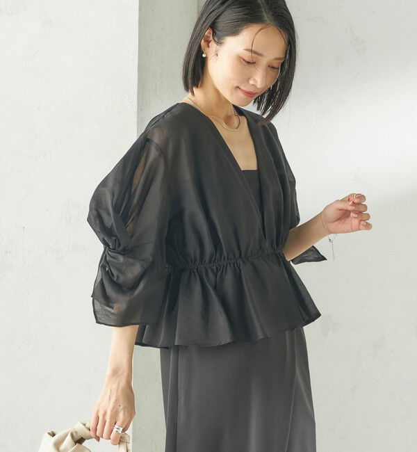 SHIPS for women「【SHIPS別注】troisiemeCHACO:〈手洗い可能〉シアー ボレロ ブラウス（セレモニー対応可）」|シャツ・ブラウス|ブラック