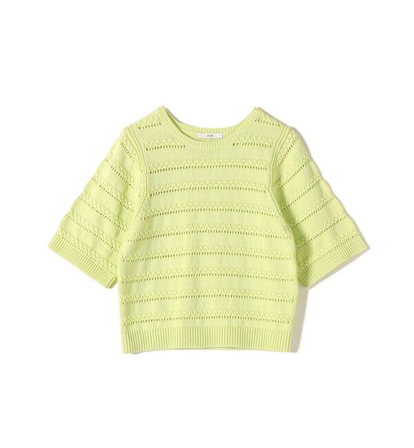 SHIPS for women「〈手洗い可能〉コットン レース柄 ショート スリーブ プルオーバー」|ニット・セーター|