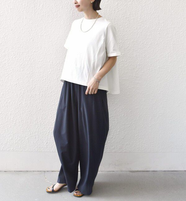 SHIPS for women「【WEB限定】〈接触冷感〉オーガニック コットン バック ギャザー トップス」|Tシャツ・カットソー|