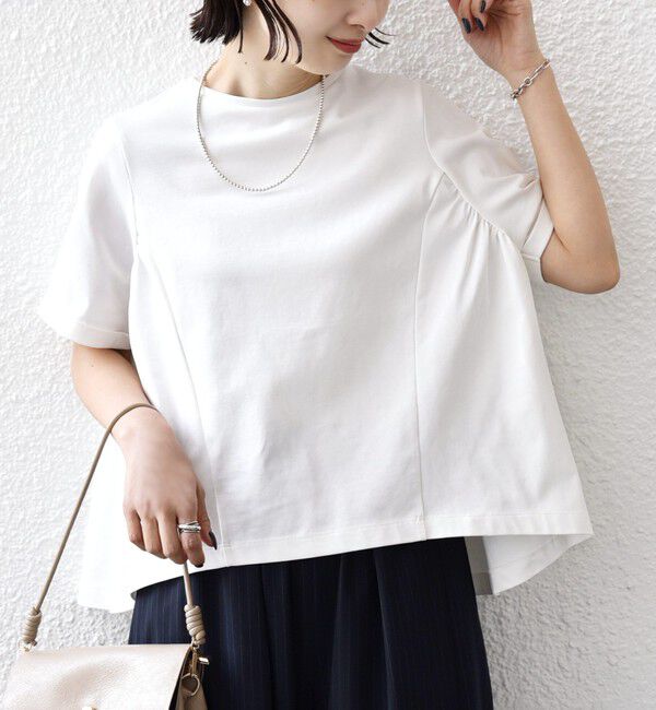 SHIPS for women「【WEB限定】〈接触冷感〉オーガニック コットン バック ギャザー トップス」|Tシャツ・カットソー|