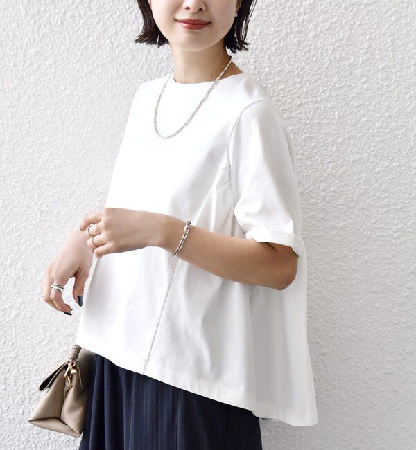 SHIPS for women「【WEB限定】〈接触冷感〉オーガニック コットン バック ギャザー トップス」|Tシャツ・カットソー|