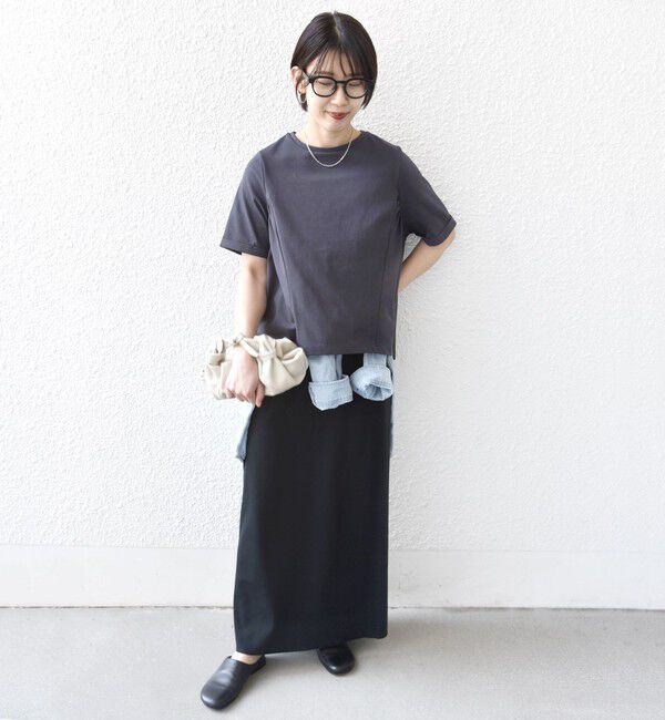 SHIPS for women「【WEB限定】〈接触冷感〉オーガニック コットン バック ギャザー トップス」|Tシャツ・カットソー|