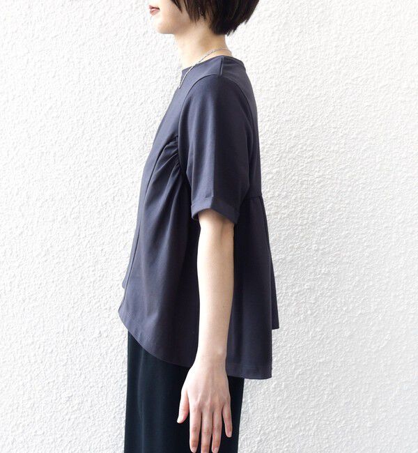 SHIPS for women「【WEB限定】〈接触冷感〉オーガニック コットン バック ギャザー トップス」|Tシャツ・カットソー|