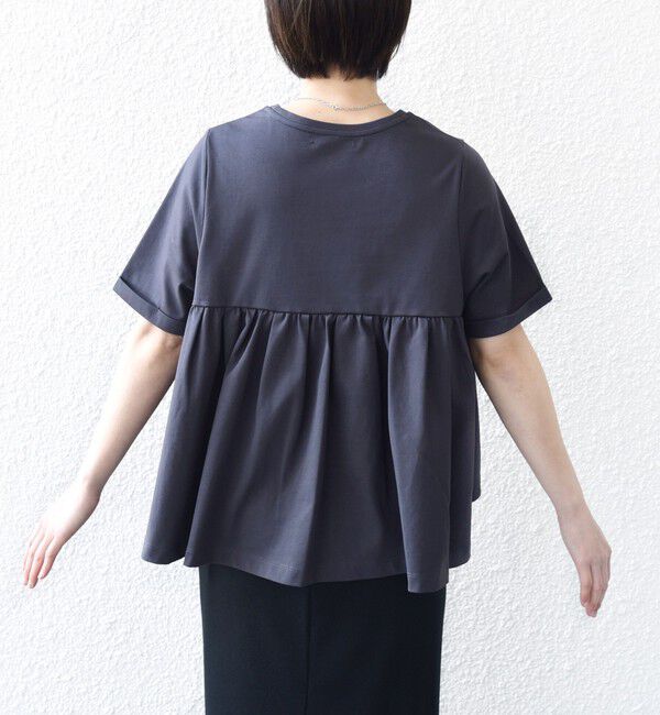 SHIPS for women「【WEB限定】〈接触冷感〉オーガニック コットン バック ギャザー トップス」|Tシャツ・カットソー|