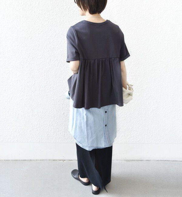 SHIPS for women「【WEB限定】〈接触冷感〉オーガニック コットン バック ギャザー トップス」|Tシャツ・カットソー|