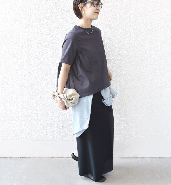 SHIPS for women「【WEB限定】〈接触冷感〉オーガニック コットン バック ギャザー トップス」|Tシャツ・カットソー|