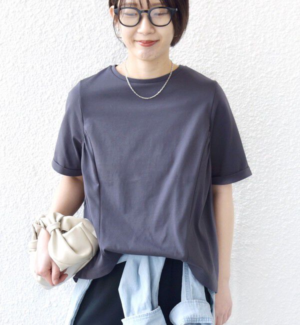 SHIPS for women「【WEB限定】〈接触冷感〉オーガニック コットン バック ギャザー トップス」|Tシャツ・カットソー|