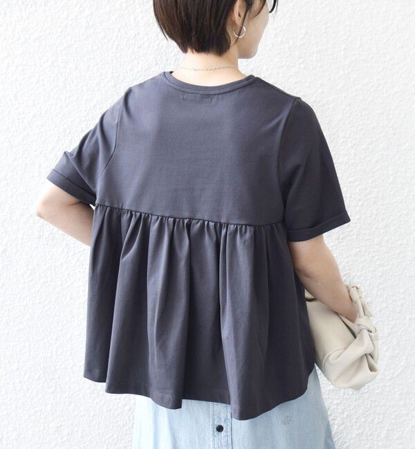 SHIPS for women「【WEB限定】〈接触冷感〉オーガニック コットン バック ギャザー トップス」|Tシャツ・カットソー|