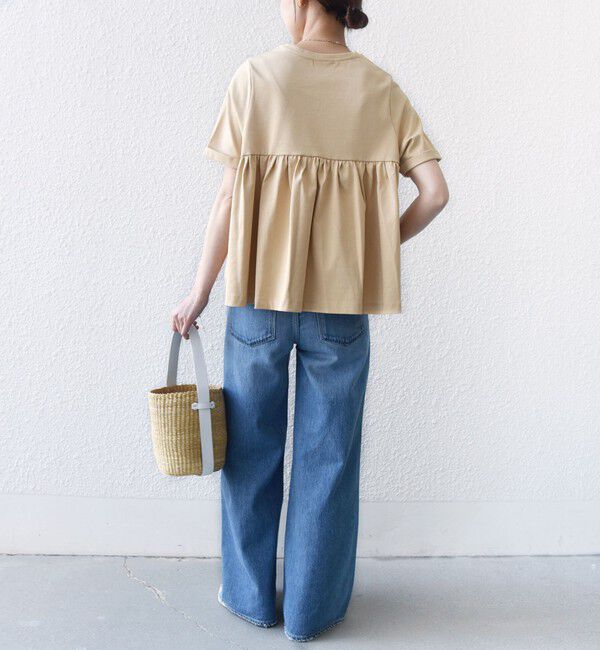 SHIPS for women「【WEB限定】〈接触冷感〉オーガニック コットン バック ギャザー トップス」|Tシャツ・カットソー|