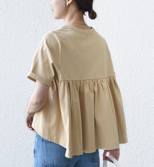 SHIPS for women「【WEB限定】〈接触冷感〉オーガニック コットン バック ギャザー トップス」|Tシャツ・カットソー|