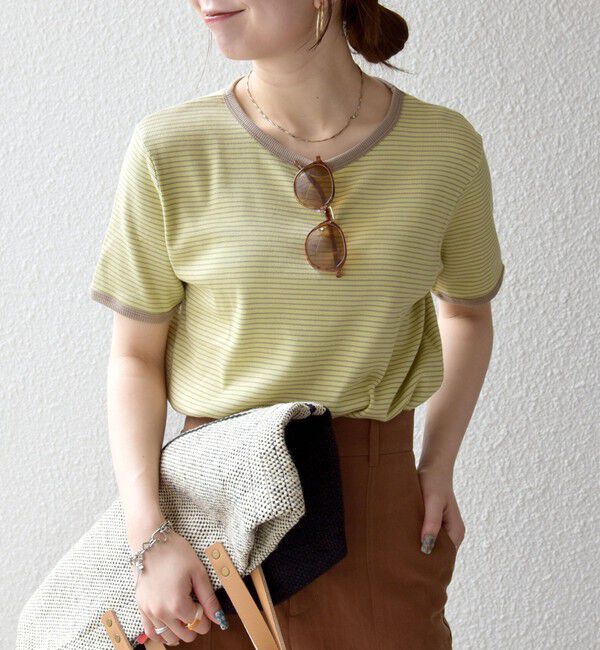 SHIPS any「Healthknit:〈洗濯機可能〉リブ ボーダー TEE」|Tシャツ・カットソー|