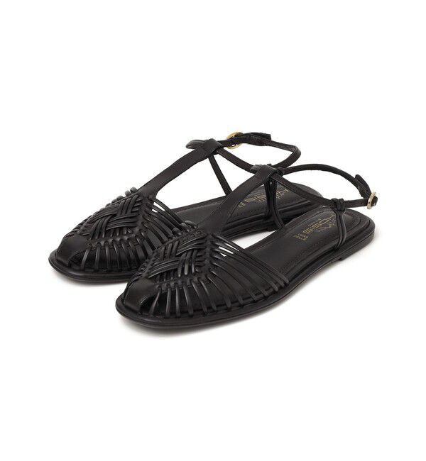 SHIPS any「HOSIS: ナローストラップ フラット サンダル」|サンダル|ブラック