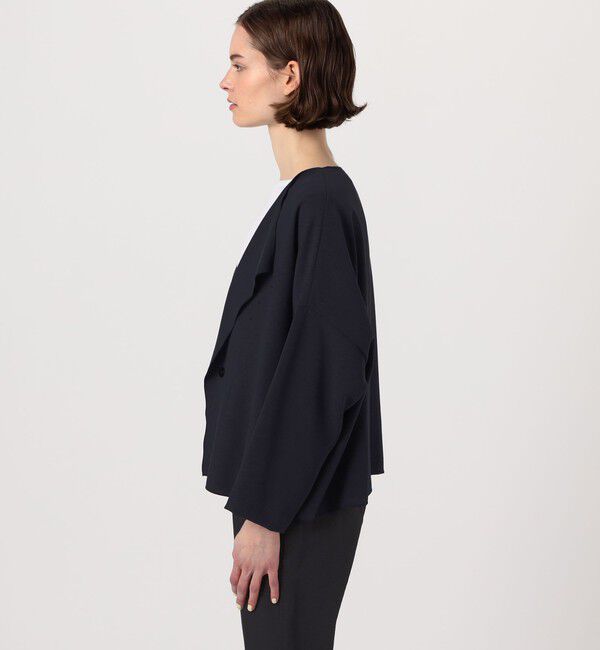 GALERIE VIE「トリアセテートポリエステルダブルクロス カラーレスワイドジャケット」|ノーカラージャケット|