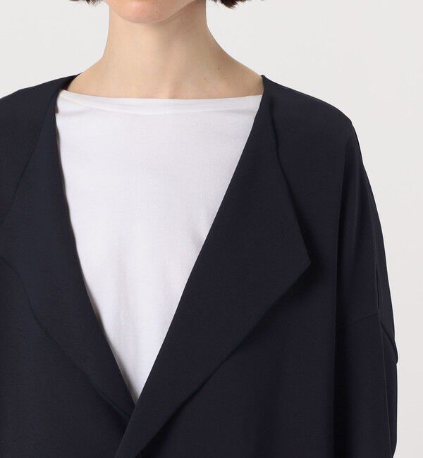 GALERIE VIE「トリアセテートポリエステルダブルクロス カラーレスワイドジャケット」|ノーカラージャケット|