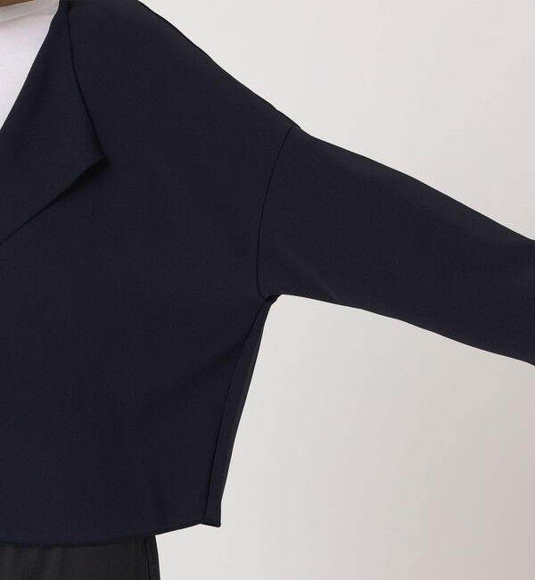 GALERIE VIE「トリアセテートポリエステルダブルクロス カラーレスワイドジャケット」|ノーカラージャケット|