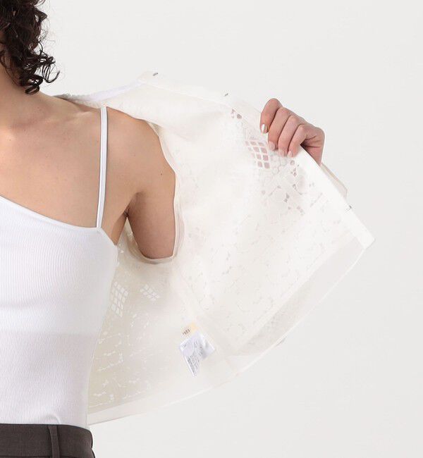 DES PRES「パッチワークレース ノーカラーブルゾン」|テーラードジャケット|