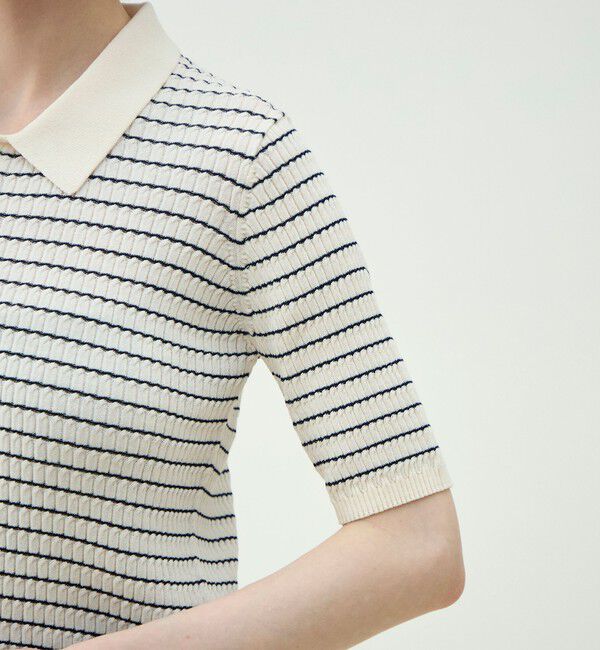 MACPHEE「コットンナイロンケーブル ポロプルオーバー」|ニット・セーター|