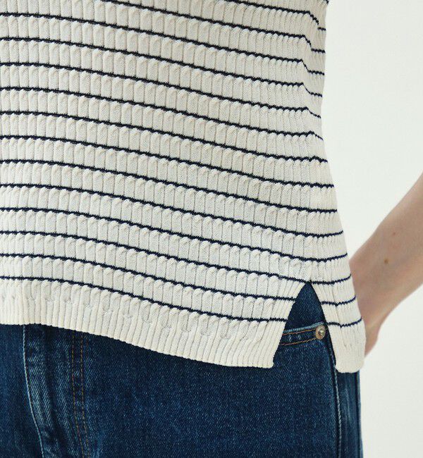 MACPHEE「コットンナイロンケーブル ポロプルオーバー」|ニット・セーター|