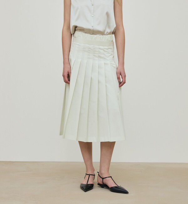 DES PRES「スビンコットンツイル プリーツスカート」|フレア|