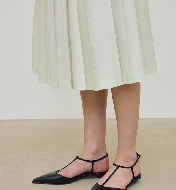 DES PRES「スビンコットンツイル プリーツスカート」|フレア|