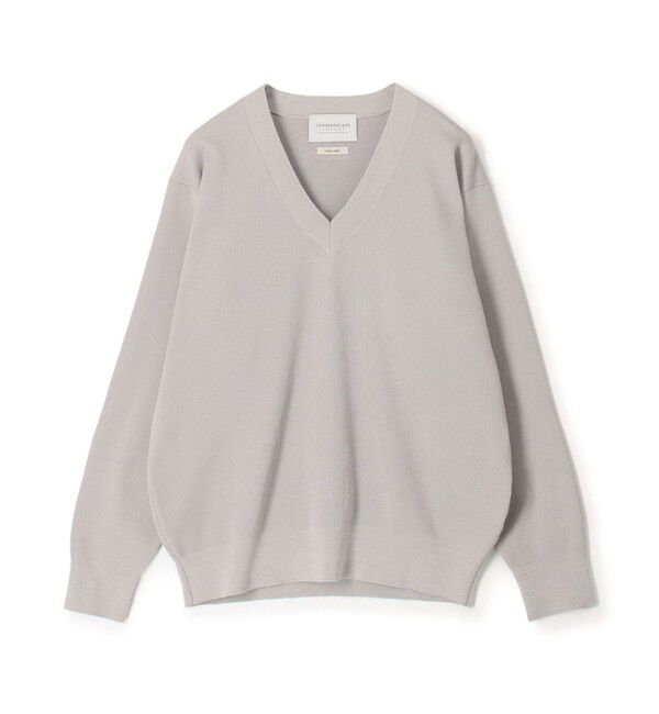 TOMORROWLAND MENS「TOMORROWLAND tricot ギザコットンポリエステルプレーティング  Vネックニット」|ニット・セーター|15 ライトグレー