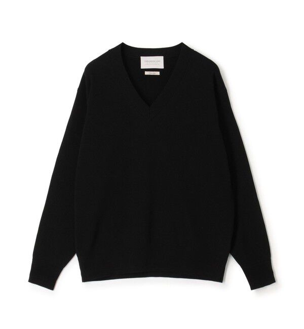 TOMORROWLAND MENS「TOMORROWLAND tricot ギザコットンポリエステルプレーティング  Vネックニット」|ニット・セーター|19 ブラック