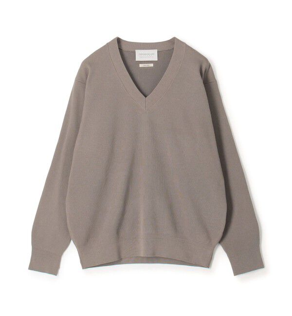 TOMORROWLAND MENS「TOMORROWLAND tricot ギザコットンポリエステルプレーティング  Vネックニット」|ニット・セーター|45 グレーベージュ