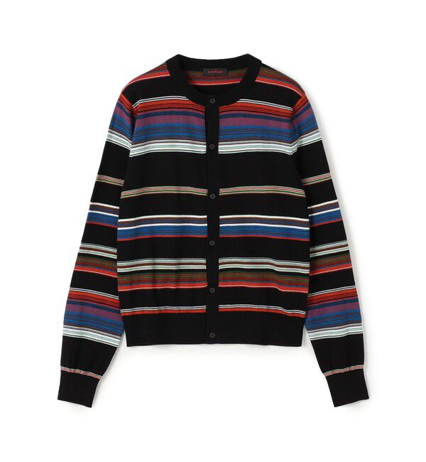 CABaN「コットンカシミヤマルチボーダー クルーネックカーディガン」|カーディガン|18 ブラック系