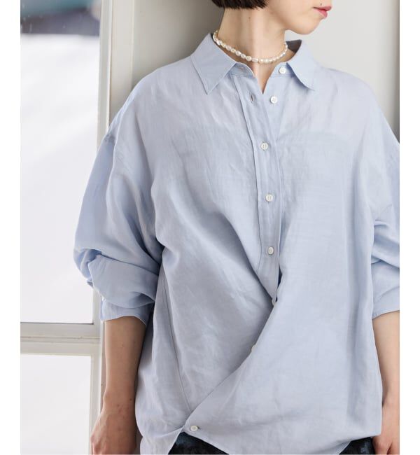 IENA「ラミーリヨセル2wayシャツ」|シャツ・ブラウス|サックスブルー