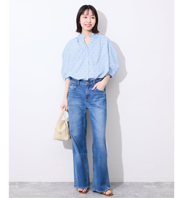 SLOBE IENA「《WEB・一部店舗限定》フラワー刺繍5分袖ブラウス」|シャツ・ブラウス|