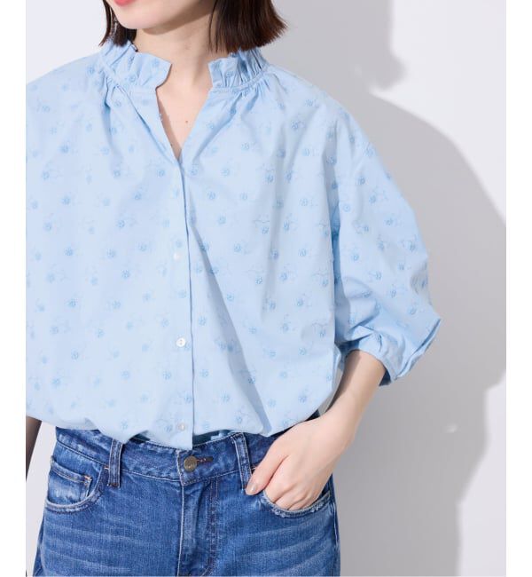 SLOBE IENA「《WEB・一部店舗限定》フラワー刺繍5分袖ブラウス」|シャツ・ブラウス|