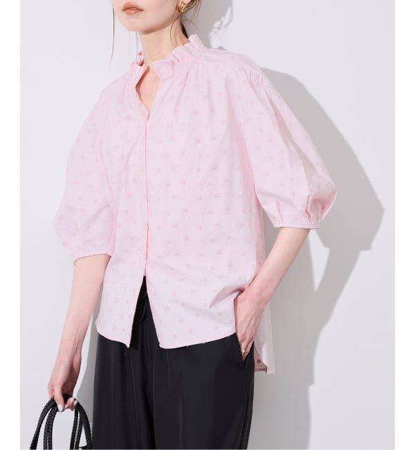 SLOBE IENA「《WEB・一部店舗限定》フラワー刺繍5分袖ブラウス」|シャツ・ブラウス|