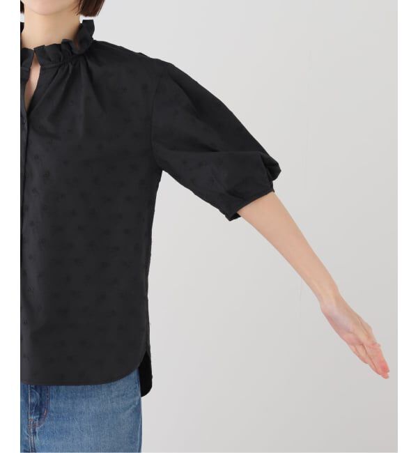 SLOBE IENA「《WEB・一部店舗限定》フラワー刺繍5分袖ブラウス」|シャツ・ブラウス|