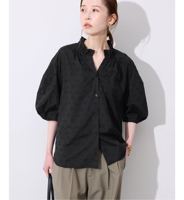 SLOBE IENA「《WEB・一部店舗限定》フラワー刺繍5分袖ブラウス」|シャツ・ブラウス|