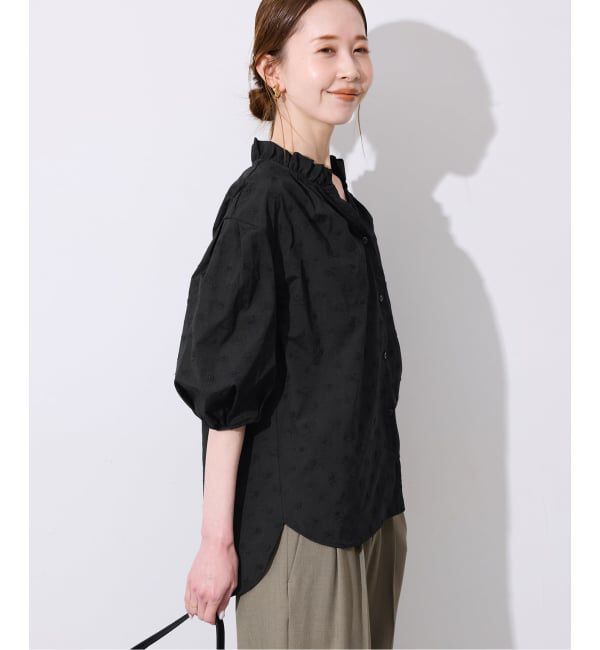 SLOBE IENA「《WEB・一部店舗限定》フラワー刺繍5分袖ブラウス」|シャツ・ブラウス|