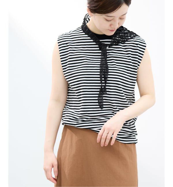 IENA「《予約》ATON/エイトン FRESCA SINGLEJERSEY NS ノースリーブ」|Tシャツ・カットソー|ブラック A