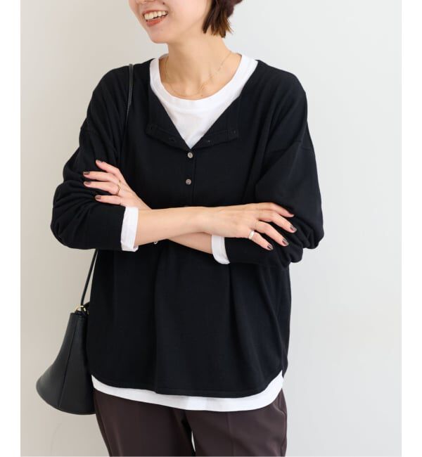 JOURNAL STANDARD relume「《追加2》［2枚セット］3WAYレイヤードヘンリープルオーバー」|ニット・セーター|ブラック