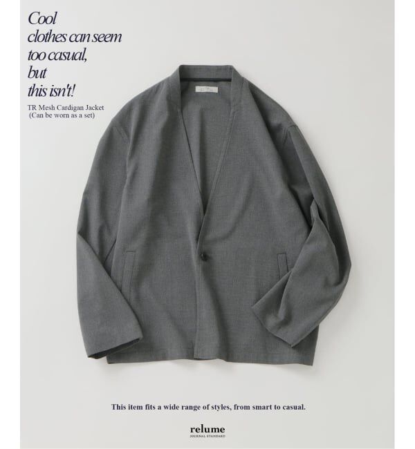 JOURNAL STANDARD relume「TRメッシュ カーディガンジャケット (セットアップ対応可能)」|ノーカラージャケット|グレーA