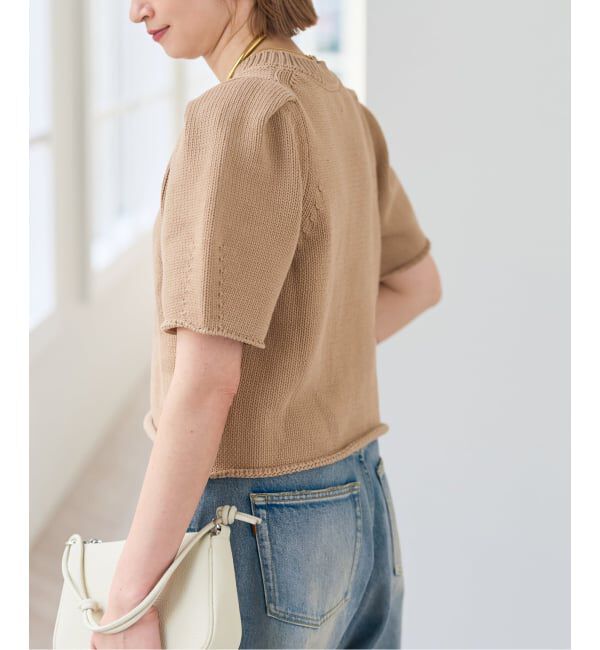 Spick and Span「コットンナイロンハーフスリーブニット」|ニット・セーター|