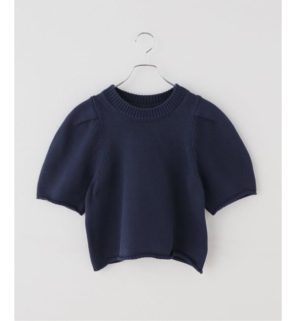 Spick and Span「コットンナイロンハーフスリーブニット」|ニット・セーター|ネイビー