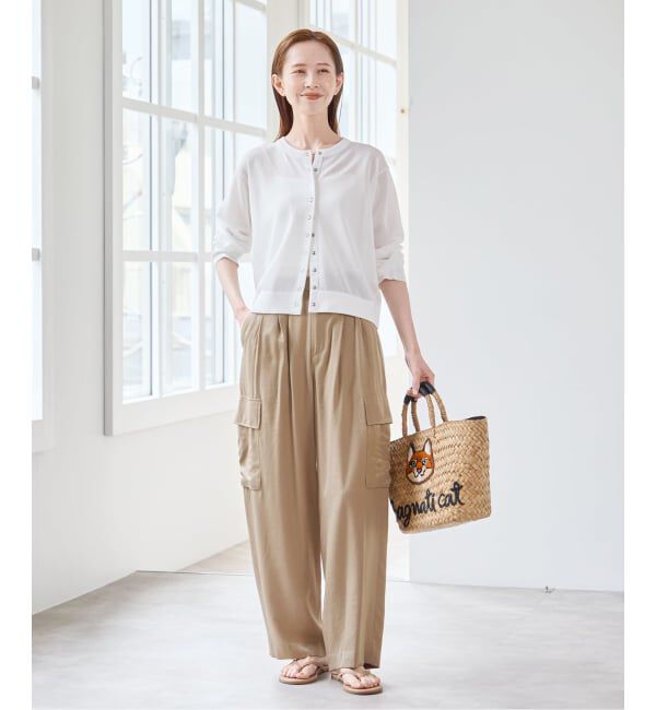 U by SPICK&SPAN「フェードサテンカーゴスラックス」|カーゴ|