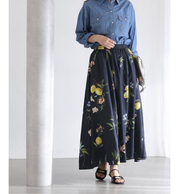  「【洗える】ボタニカルプリントスカート」|スカート|