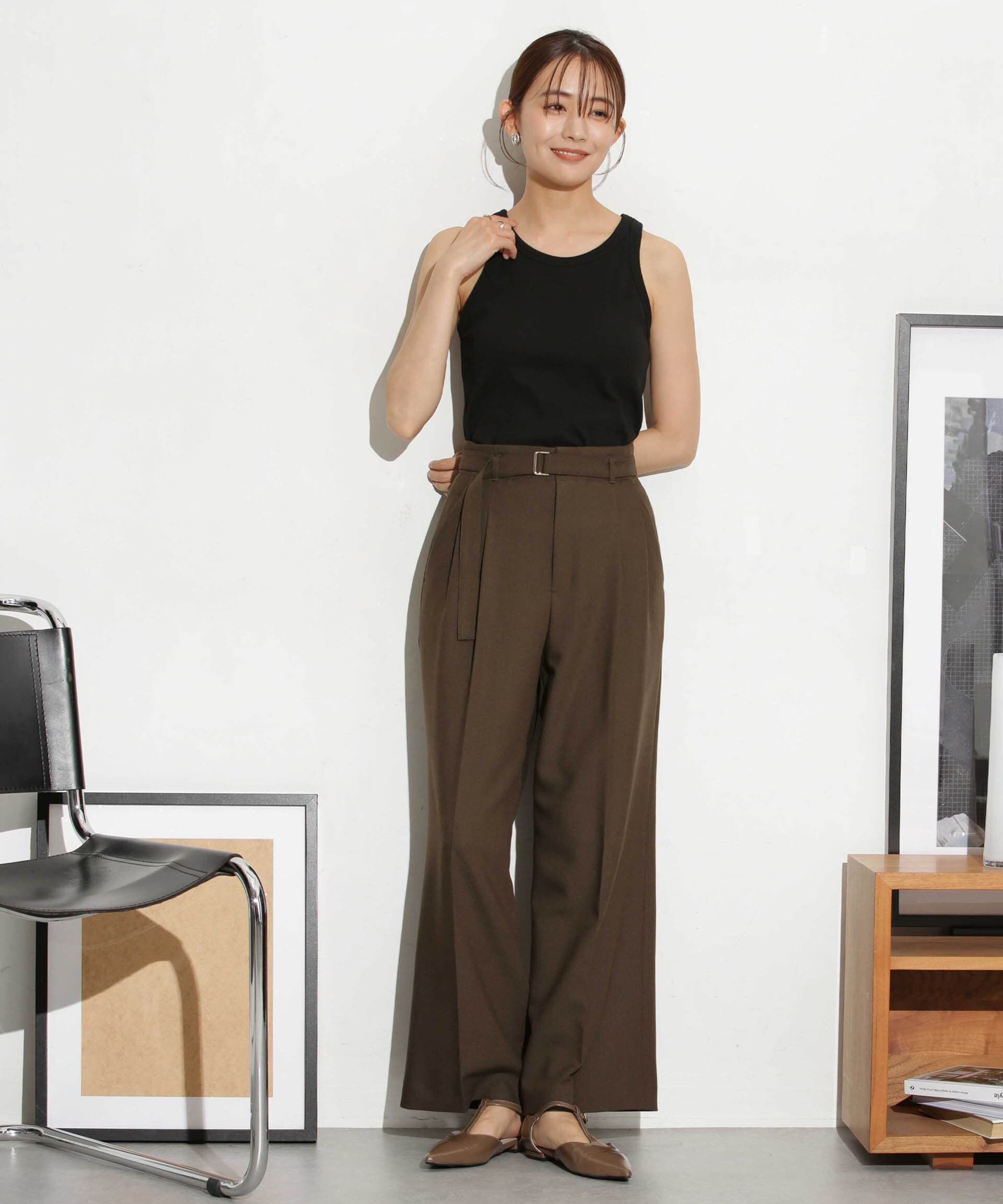 nano･universe「ベルト付きセミワイドツイルパンツ」|その他|