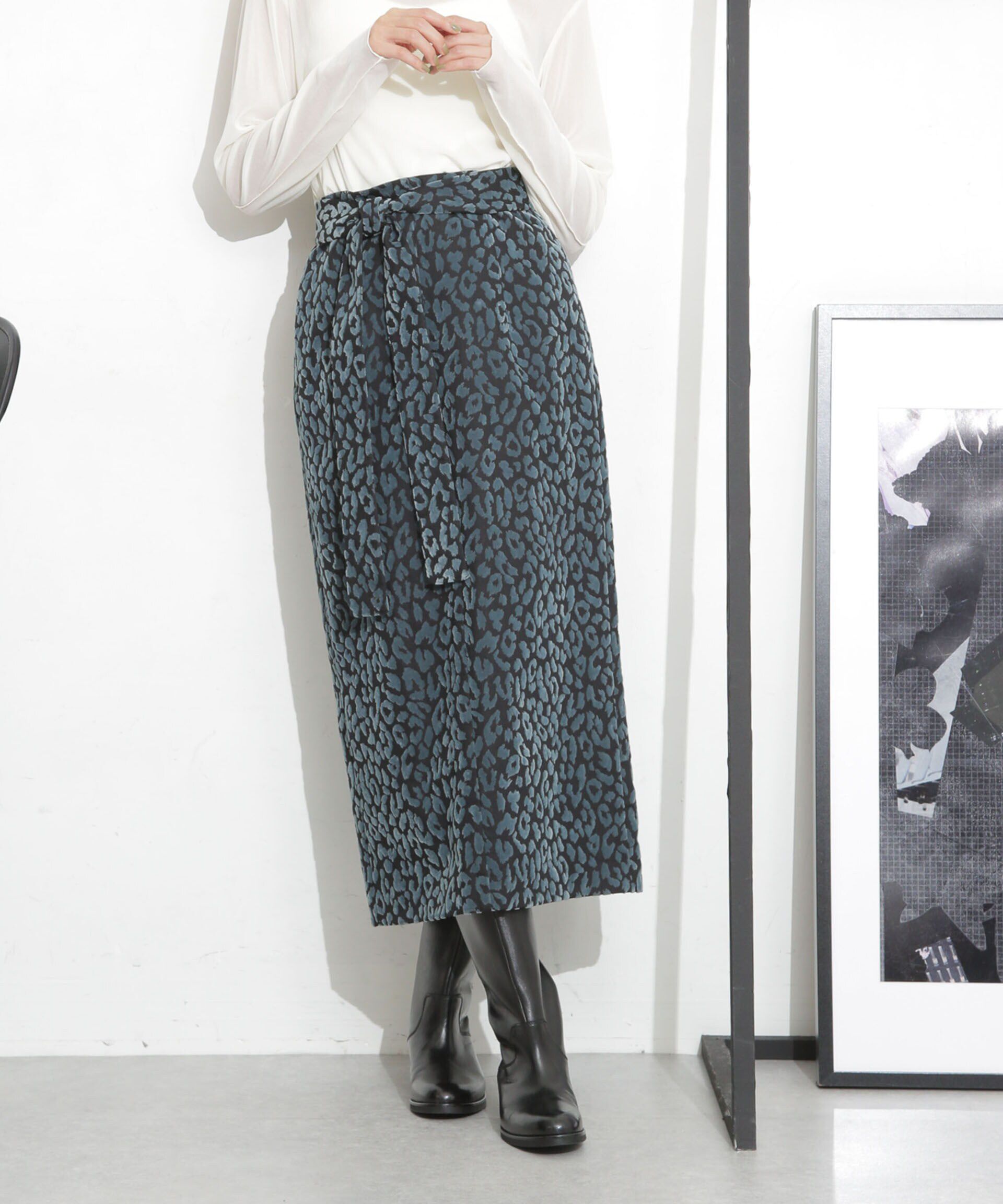 nano･universe「レオパードフロッキースカート」|スカート|