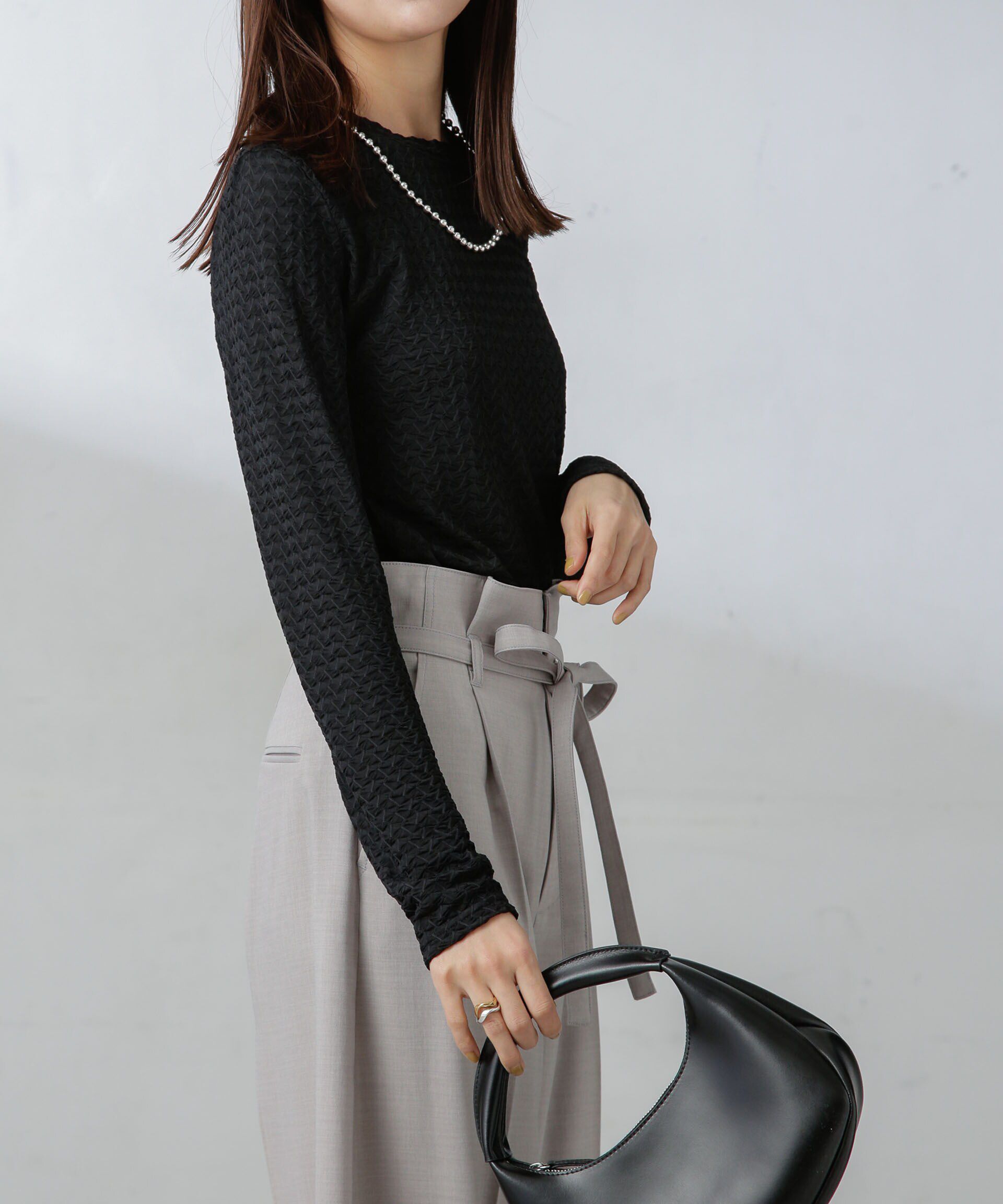 nano･universe「前後2wayシャーリングカットトップス」|Tシャツ・カットソー|