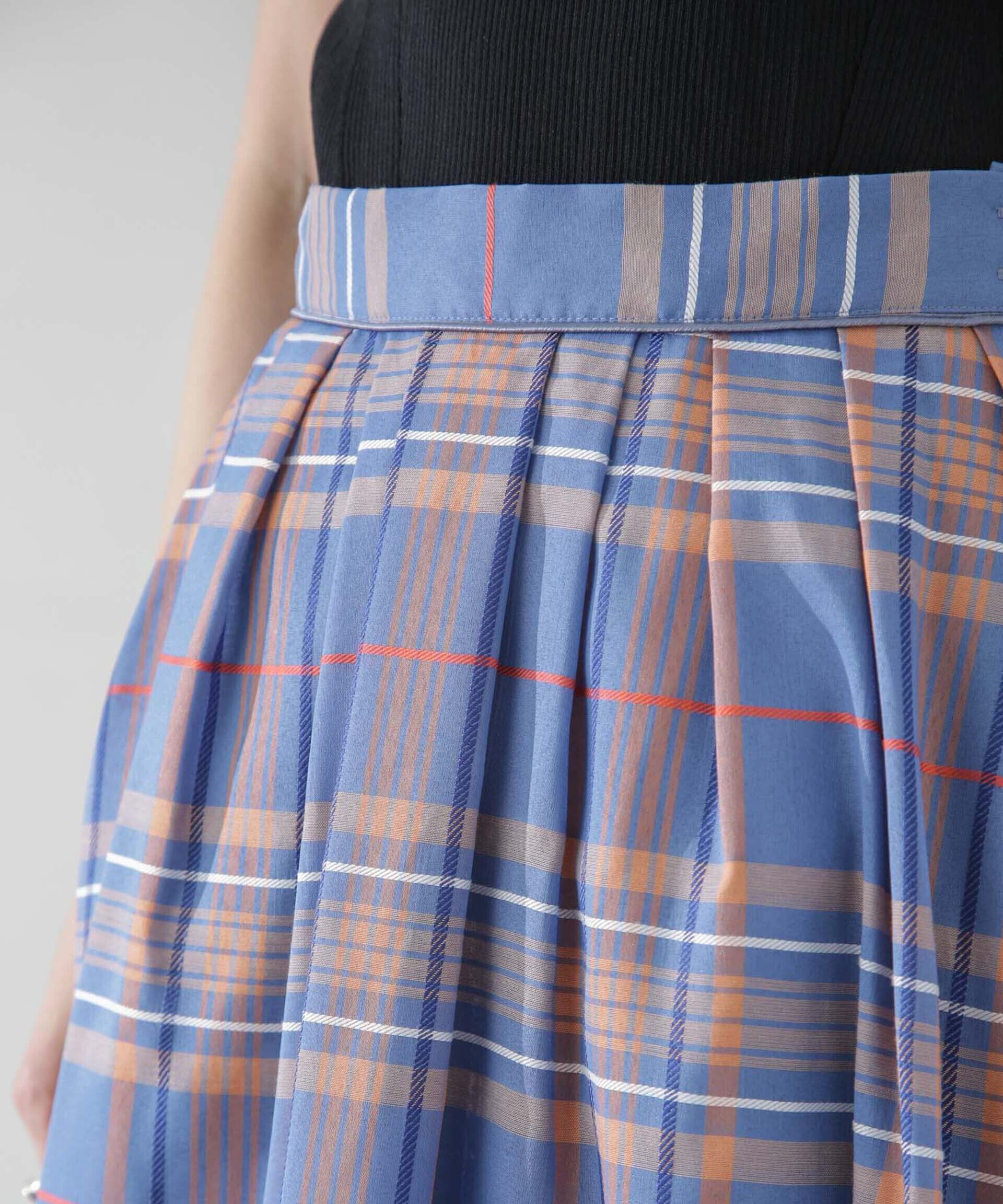 nano･universe「シアーチェックランダムタックスカート」|スカート|