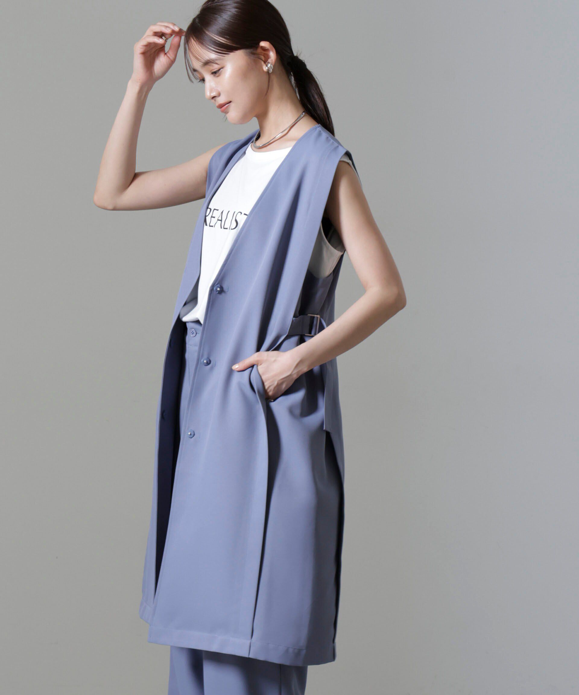 nano･universe「サイドベルトロングジレ(セットアップ可)」|テーラードジャケット|