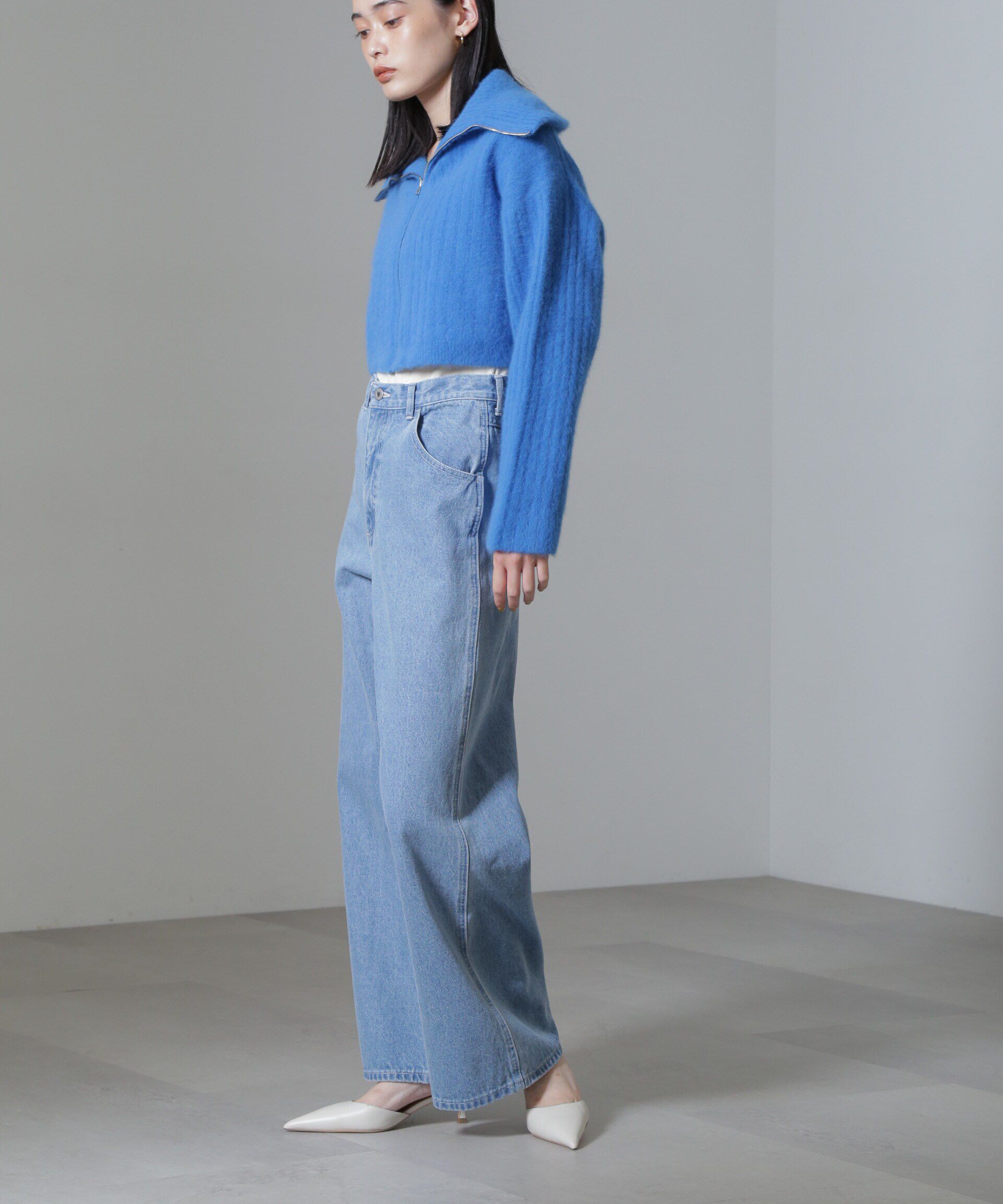 nano･universe「ハイウエストワイドデニムパンツ」|チノ|